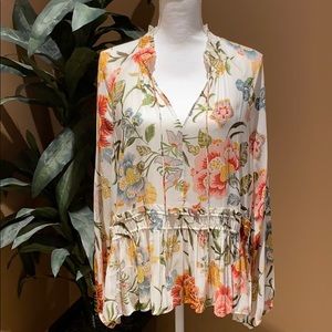NWOT LOFT Floral Peplum Long Sleeved Top!